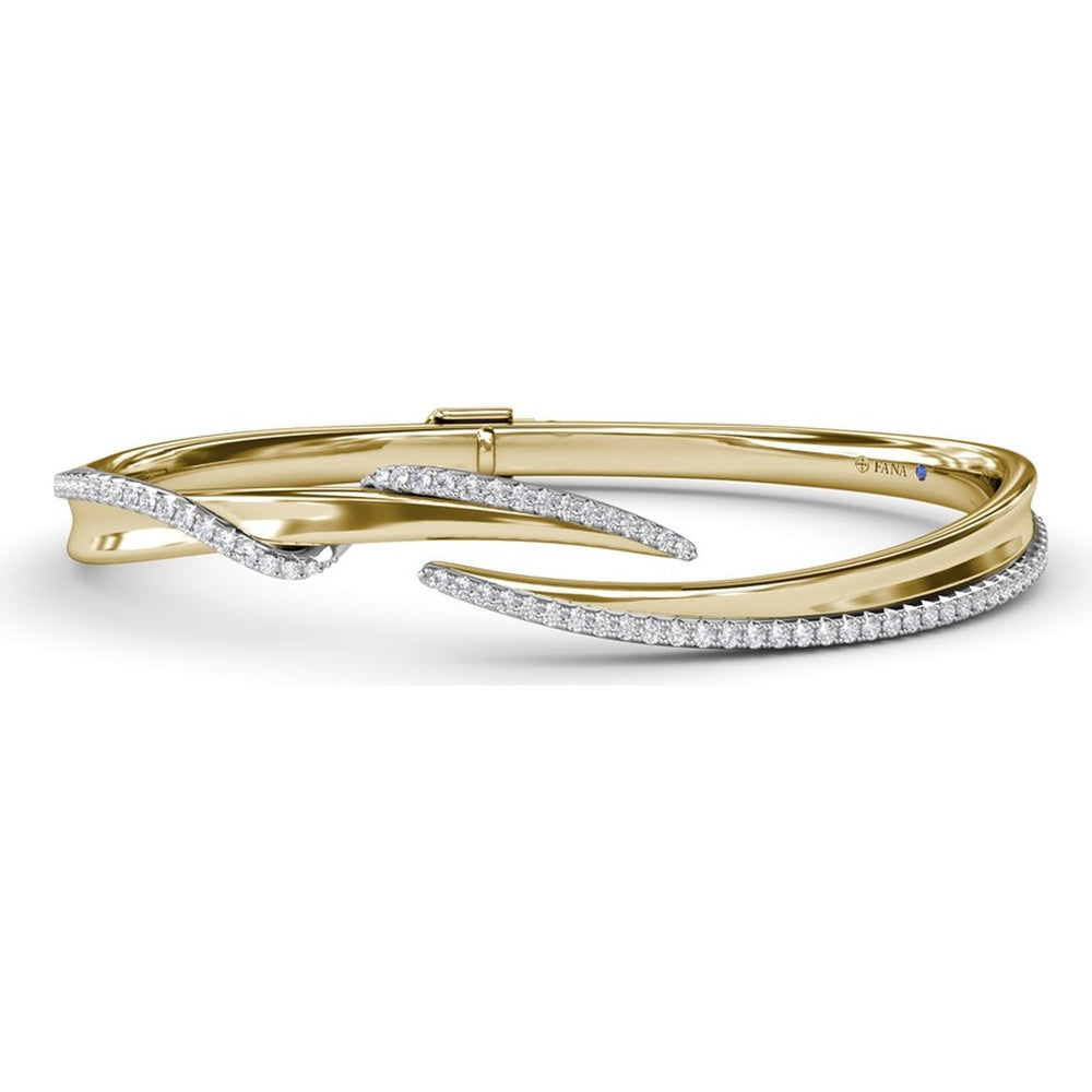 Sylk Bangle with Pavé Set Round Diamonds by Fana - 0.86 Carat Total Diamond Weight