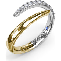 Sylk Bypass Ring with Pavé Set Round Diamonds by Fana - 0.27 Carat Total Diamond Weight