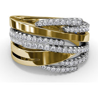 Sylk Multi-Layer Ring with Pavé Set Round Diamonds by Fana - 0.75 Carat Total Diamond Weight