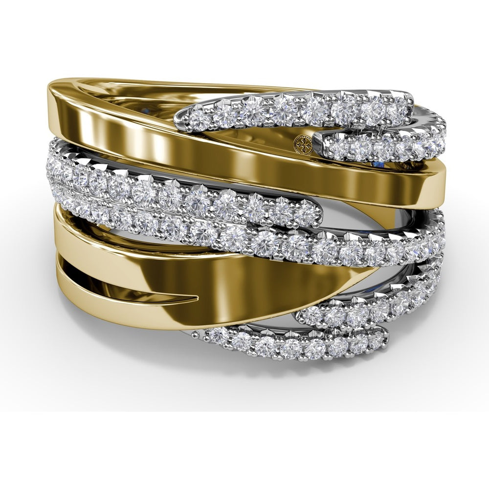 Sylk Multi-Layer Ring with Pavé Set Round Diamonds by Fana - 0.75 Carat Total Diamond Weight