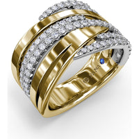 Sylk Multi-Layer Ring with Pavé Set Round Diamonds by Fana - 0.75 Carat Total Diamond Weight