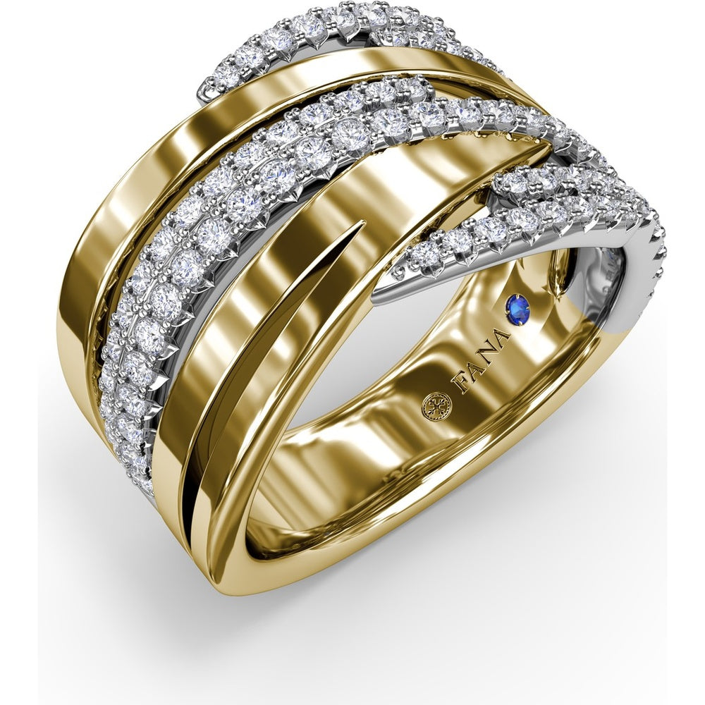Sylk Multi-Layer Ring with Pavé Set Round Diamonds by Fana - 0.75 Carat Total Diamond Weight