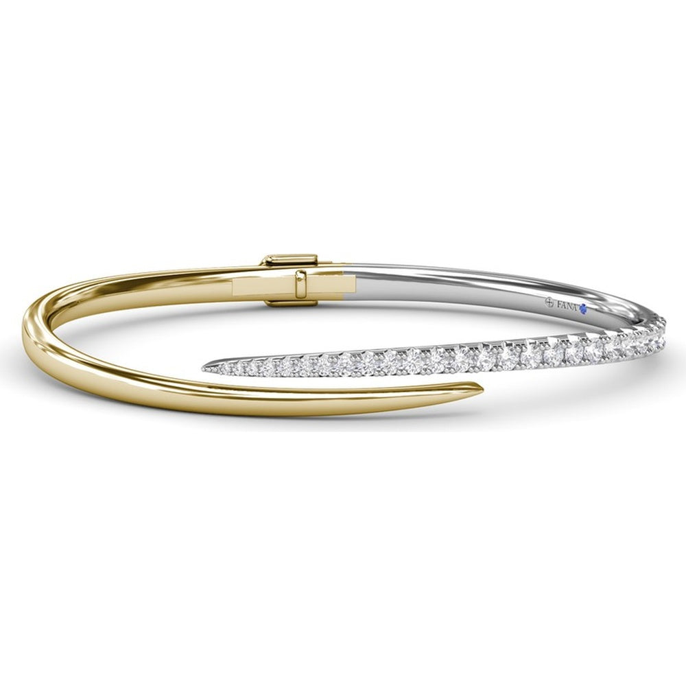 Sylk Overlapping Open Bangle with Pavé Set Round Diamonds by Fana - 1.42 Carat Total Diamond Weight