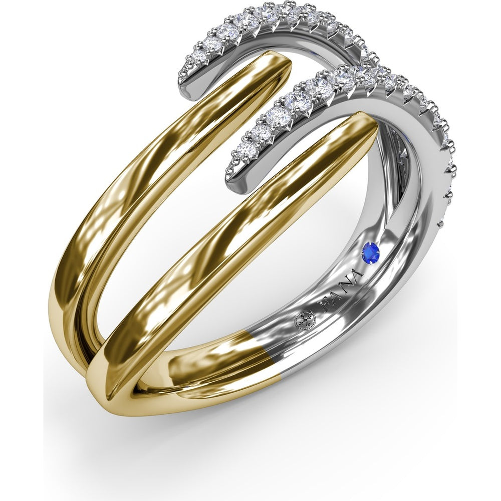 Sylk Split Shank Ring with Pavé Set Round Diamonds by Fana - 0.37 Carat Total Diamond Weight