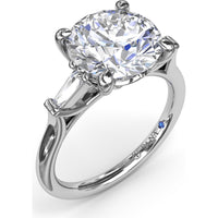 Tapered Baguette Diamond Engagement Ring Setting for 3 Carat Round Diamond by Fana - 0.15 Carat Total Diamond Weight