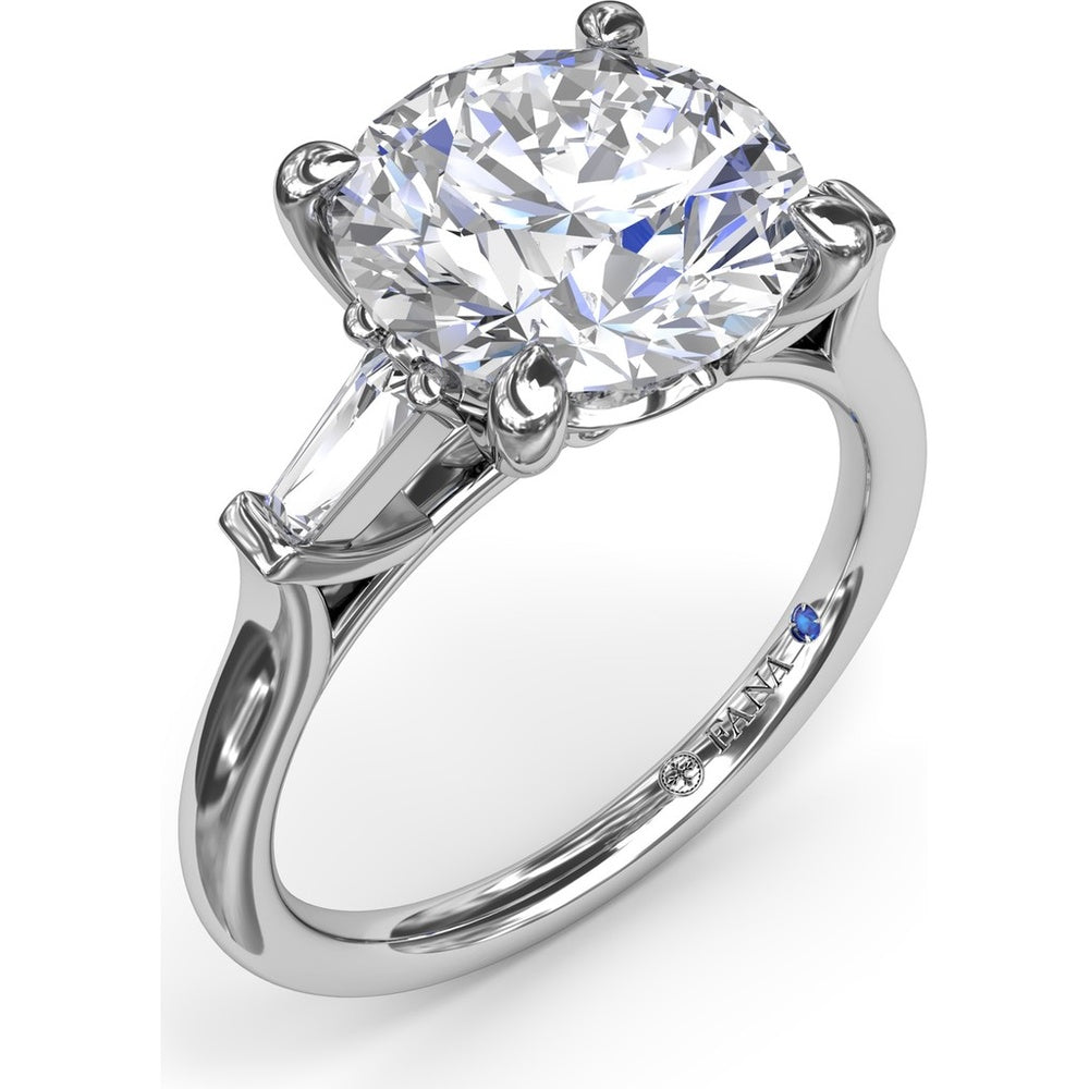 Tapered Baguette Diamond Engagement Ring Setting for 3 Carat Round Diamond by Fana - 0.15 Carat Total Diamond Weight