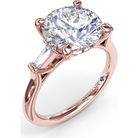 Tapered Baguette Diamond Engagement Ring Setting for 3 Carat Round Diamond by Fana - 0.15 Carat Total Diamond Weight