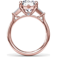 Tapered Baguette Diamond Engagement Ring Setting for 3 Carat Round Diamond by Fana - 0.15 Carat Total Diamond Weight
