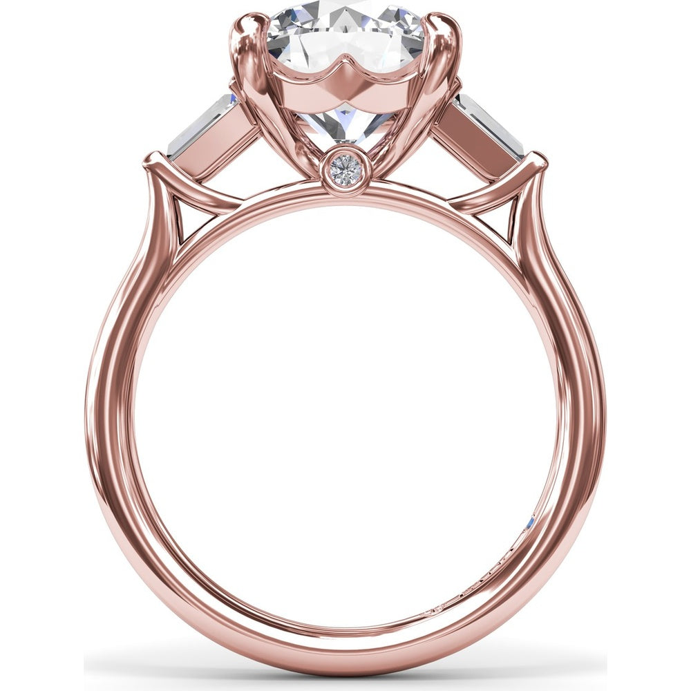 Tapered Baguette Diamond Engagement Ring Setting for 3 Carat Round Diamond by Fana - 0.15 Carat Total Diamond Weight