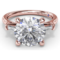 Tapered Baguette Diamond Engagement Ring Setting for 3 Carat Round Diamond by Fana - 0.15 Carat Total Diamond Weight