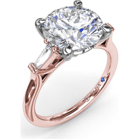 Tapered Baguette Diamond Engagement Ring Setting for 3 Carat Round Diamond by Fana - 0.15 Carat Total Diamond Weight