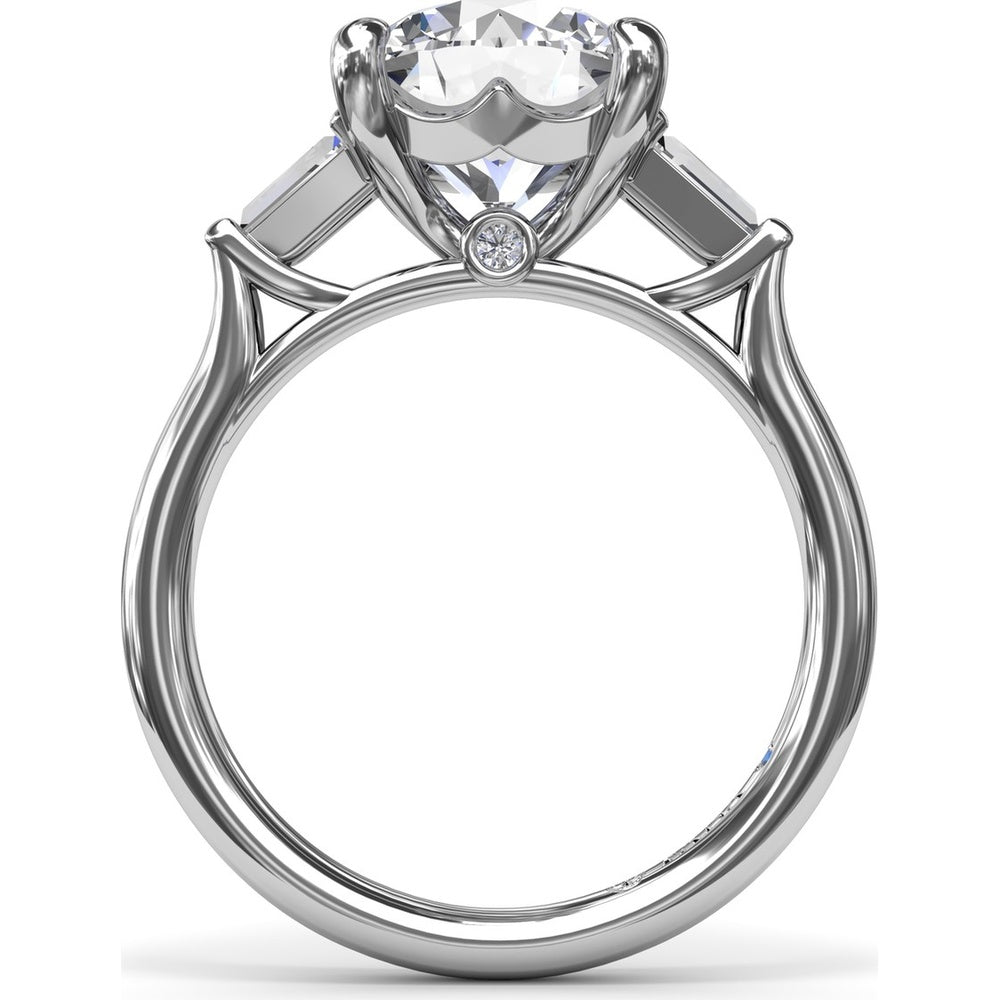 Tapered Baguette Diamond Engagement Ring Setting for 3 Carat Round Diamond by Fana - 0.15 Carat Total Diamond Weight