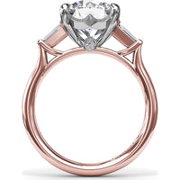 Tapered Baguette Diamond Engagement Ring Setting for 3 Carat Round Diamond by Fana - 0.15 Carat Total Diamond Weight