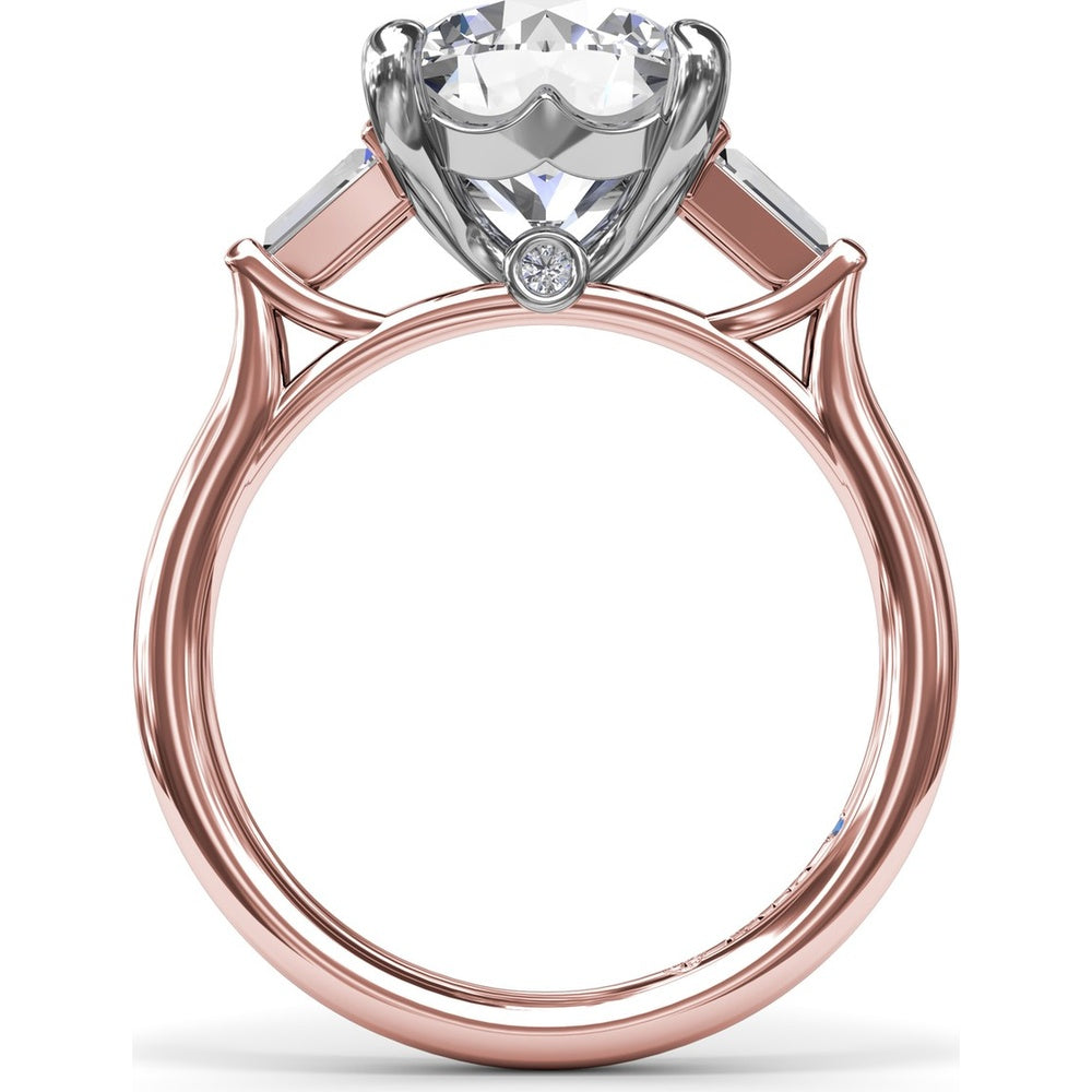 Tapered Baguette Diamond Engagement Ring Setting for 3 Carat Round Diamond by Fana - 0.15 Carat Total Diamond Weight