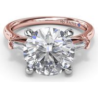 Tapered Baguette Diamond Engagement Ring Setting for 3 Carat Round Diamond by Fana - 0.15 Carat Total Diamond Weight