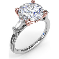 Tapered Baguette Diamond Engagement Ring Setting for 3 Carat Round Diamond by Fana - 0.15 Carat Total Diamond Weight