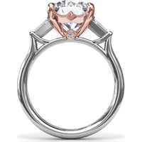 Tapered Baguette Diamond Engagement Ring Setting for 3 Carat Round Diamond by Fana - 0.15 Carat Total Diamond Weight