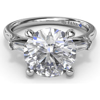 Tapered Baguette Diamond Engagement Ring Setting for 3 Carat Round Diamond by Fana - 0.15 Carat Total Diamond Weight