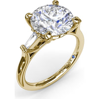 Tapered Baguette Diamond Engagement Ring Setting for 3 Carat Round Diamond by Fana - 0.15 Carat Total Diamond Weight