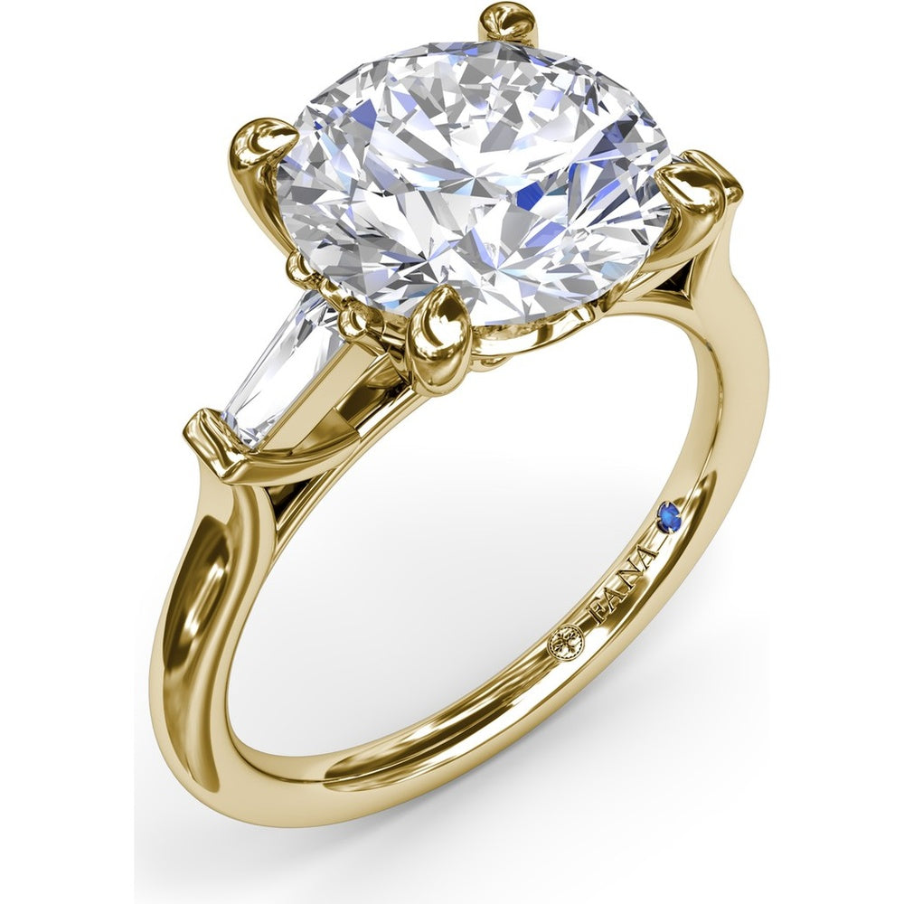 Tapered Baguette Diamond Engagement Ring Setting for 3 Carat Round Diamond by Fana - 0.15 Carat Total Diamond Weight