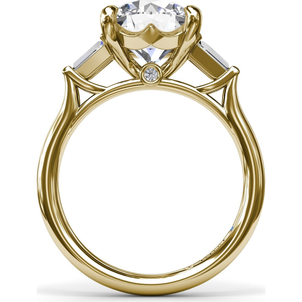 Tapered Baguette Diamond Engagement Ring Setting for 3 Carat Round Diamond by Fana - 0.15 Carat Total Diamond Weight