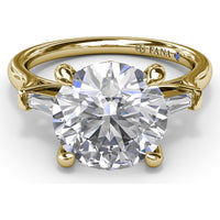 Tapered Baguette Diamond Engagement Ring Setting for 3 Carat Round Diamond by Fana - 0.15 Carat Total Diamond Weight