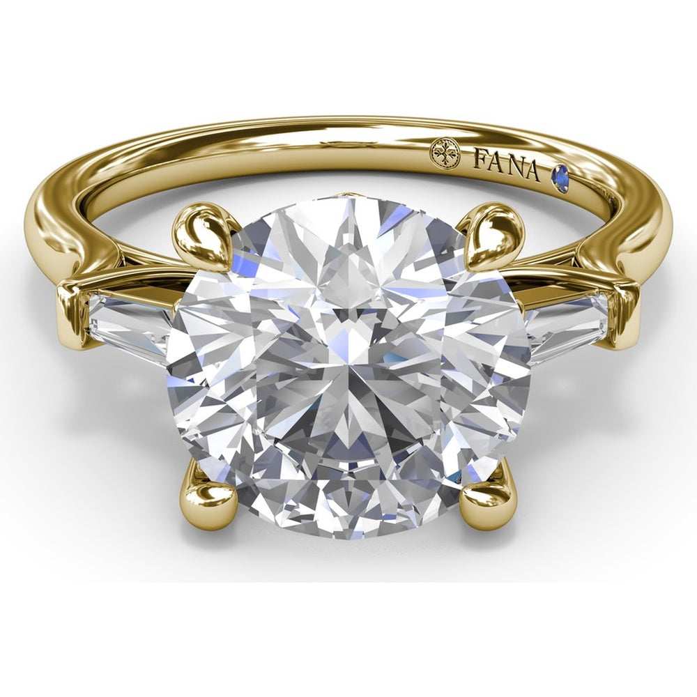Tapered Baguette Diamond Engagement Ring Setting for 3 Carat Round Diamond by Fana - 0.15 Carat Total Diamond Weight
