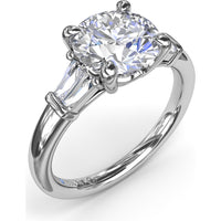 Tapered Baguette Diamond Engagement Ring Setting with 0.26 Carat Total Side Stone Weight by Fana