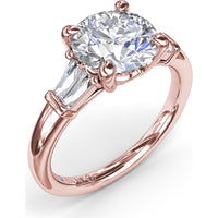 Tapered Baguette Diamond Engagement Ring Setting with 0.26 Carat Total Side Stone Weight by Fana