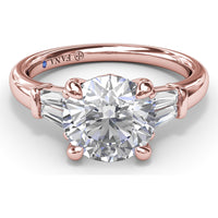 Tapered Baguette Diamond Engagement Ring Setting with 0.26 Carat Total Side Stone Weight by Fana