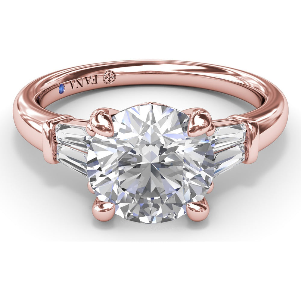 Tapered Baguette Diamond Engagement Ring Setting with 0.26 Carat Total Side Stone Weight by Fana
