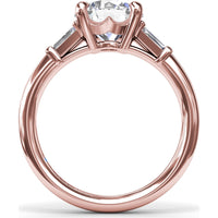 Tapered Baguette Diamond Engagement Ring Setting with 0.26 Carat Total Side Stone Weight by Fana