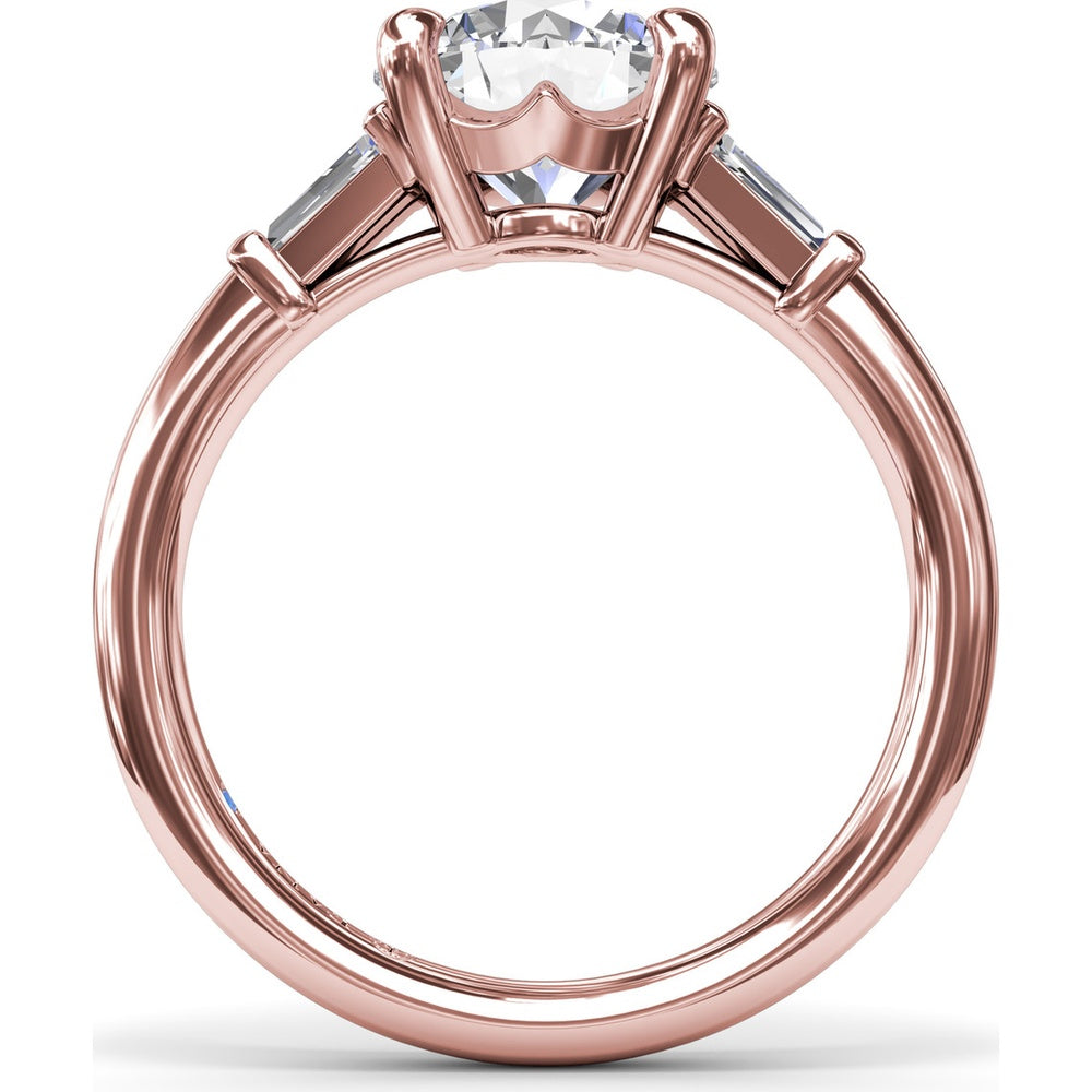 Tapered Baguette Diamond Engagement Ring Setting with 0.26 Carat Total Side Stone Weight by Fana