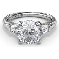 Tapered Baguette Diamond Engagement Ring Setting with 0.26 Carat Total Side Stone Weight by Fana