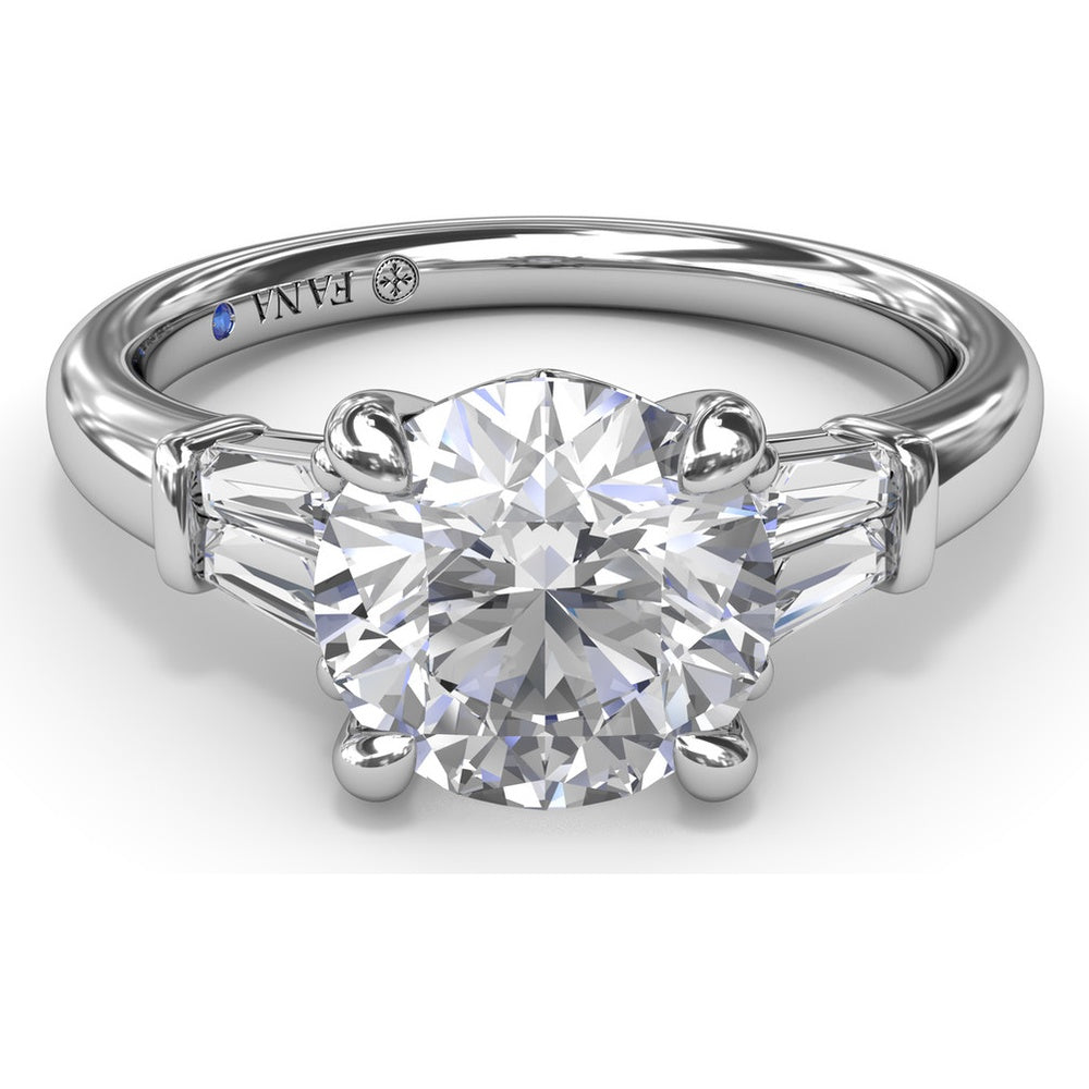 Tapered Baguette Diamond Engagement Ring Setting with 0.26 Carat Total Side Stone Weight by Fana