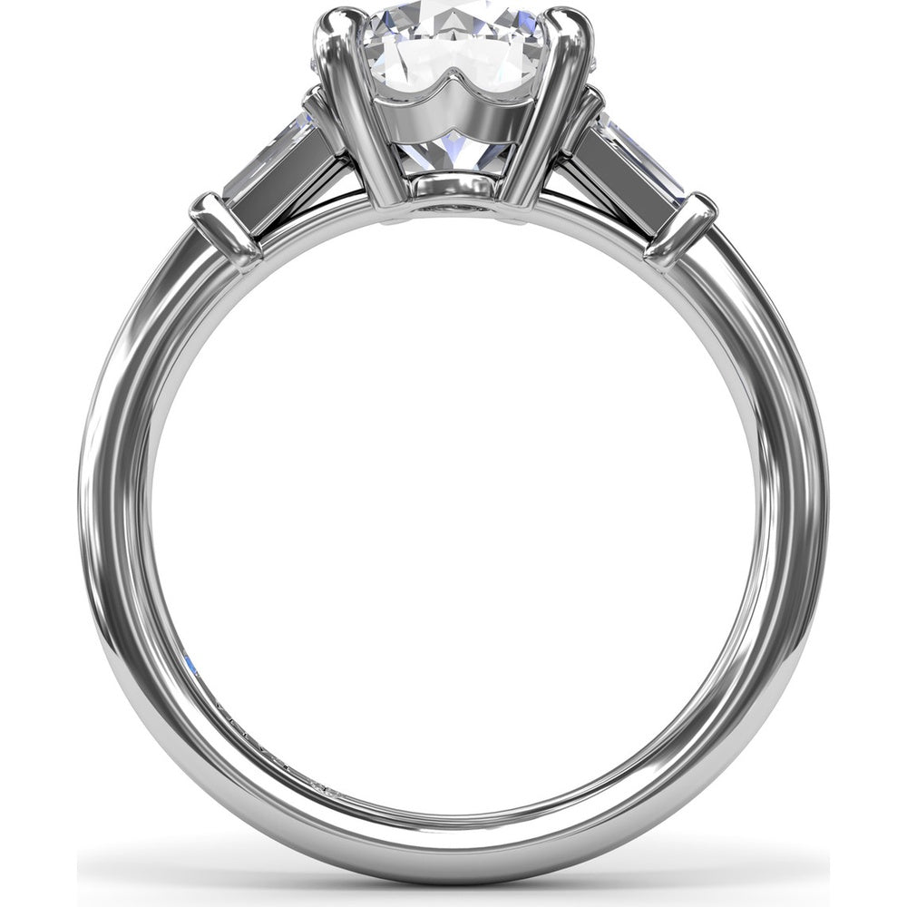 Tapered Baguette Diamond Engagement Ring Setting with 0.26 Carat Total Side Stone Weight by Fana