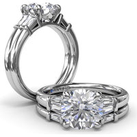 Tapered Baguette Diamond Engagement Ring Setting with 0.26 Carat Total Side Stone Weight by Fana