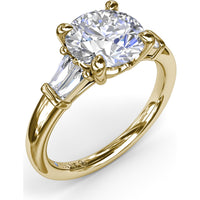 Tapered Baguette Diamond Engagement Ring Setting with 0.26 Carat Total Side Stone Weight by Fana