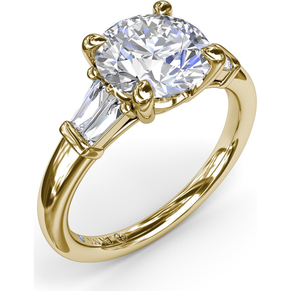 Tapered Baguette Diamond Engagement Ring Setting with 0.26 Carat Total Side Stone Weight by Fana