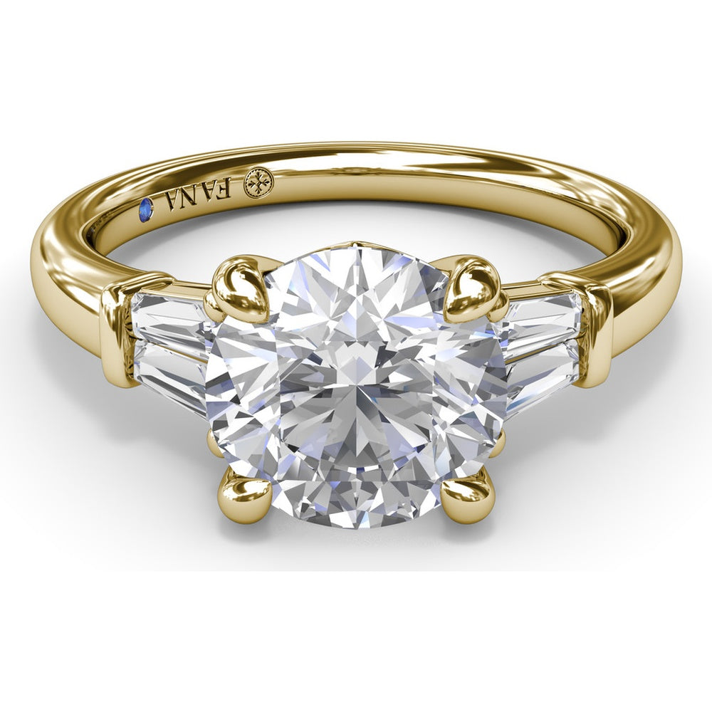 Tapered Baguette Diamond Engagement Ring Setting with 0.26 Carat Total Side Stone Weight by Fana