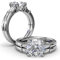 Tapered Baguette Diamond Engagement Ring Setting with Round Center Mount by Fana - 0.13 Carat Total Diamond Weight