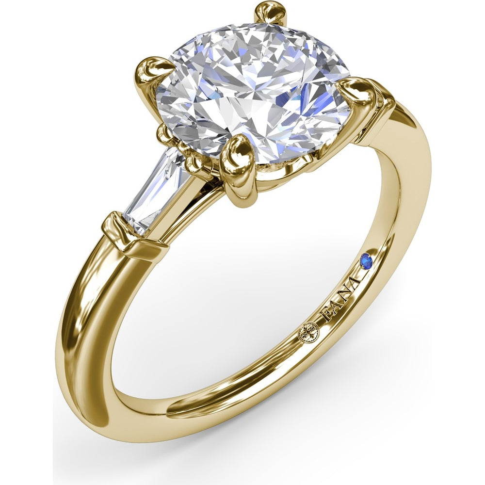 Tapered Baguette Diamond Engagement Ring Setting with Round Center Mount by Fana - 0.13 Carat Total Diamond Weight
