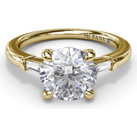 Tapered Baguette Diamond Engagement Ring Setting with Round Center Mount by Fana - 0.13 Carat Total Diamond Weight
