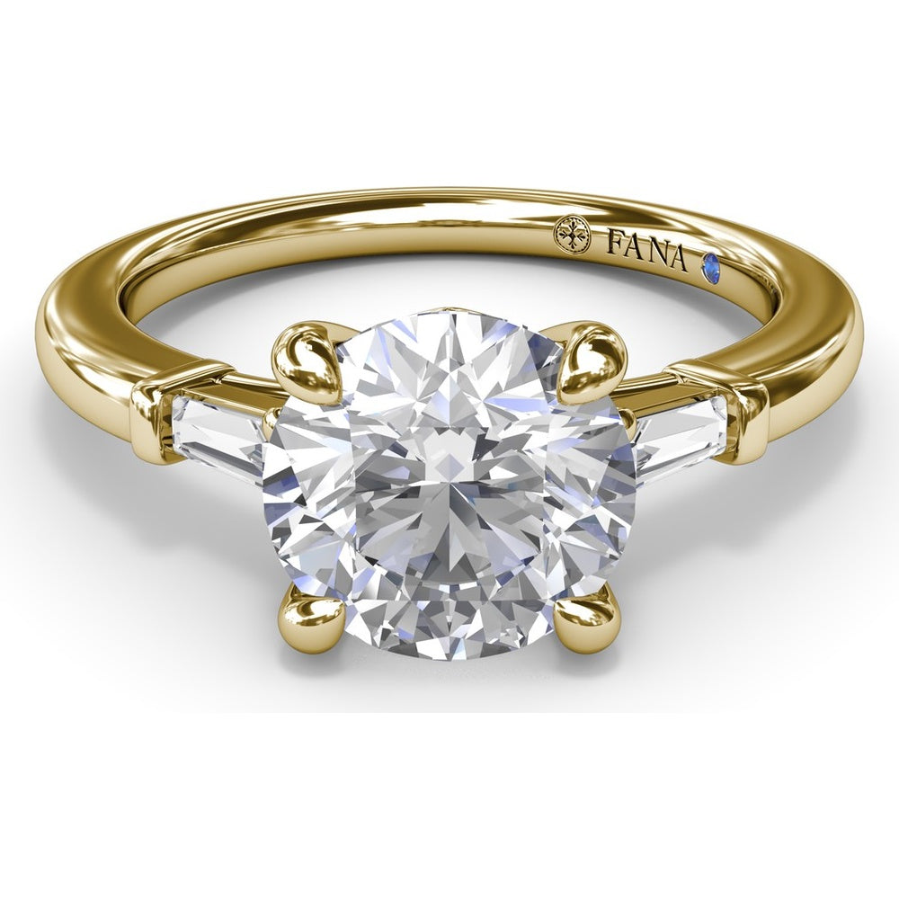 Tapered Baguette Diamond Engagement Ring Setting with Round Center Mount by Fana - 0.13 Carat Total Diamond Weight