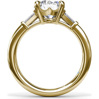 Tapered Baguette Diamond Engagement Ring Setting with Round Center Mount by Fana - 0.13 Carat Total Diamond Weight