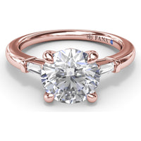 Tapered Baguette Diamond Engagement Ring Setting with Round Center Mount by Fana - 0.13 Carat Total Diamond Weight