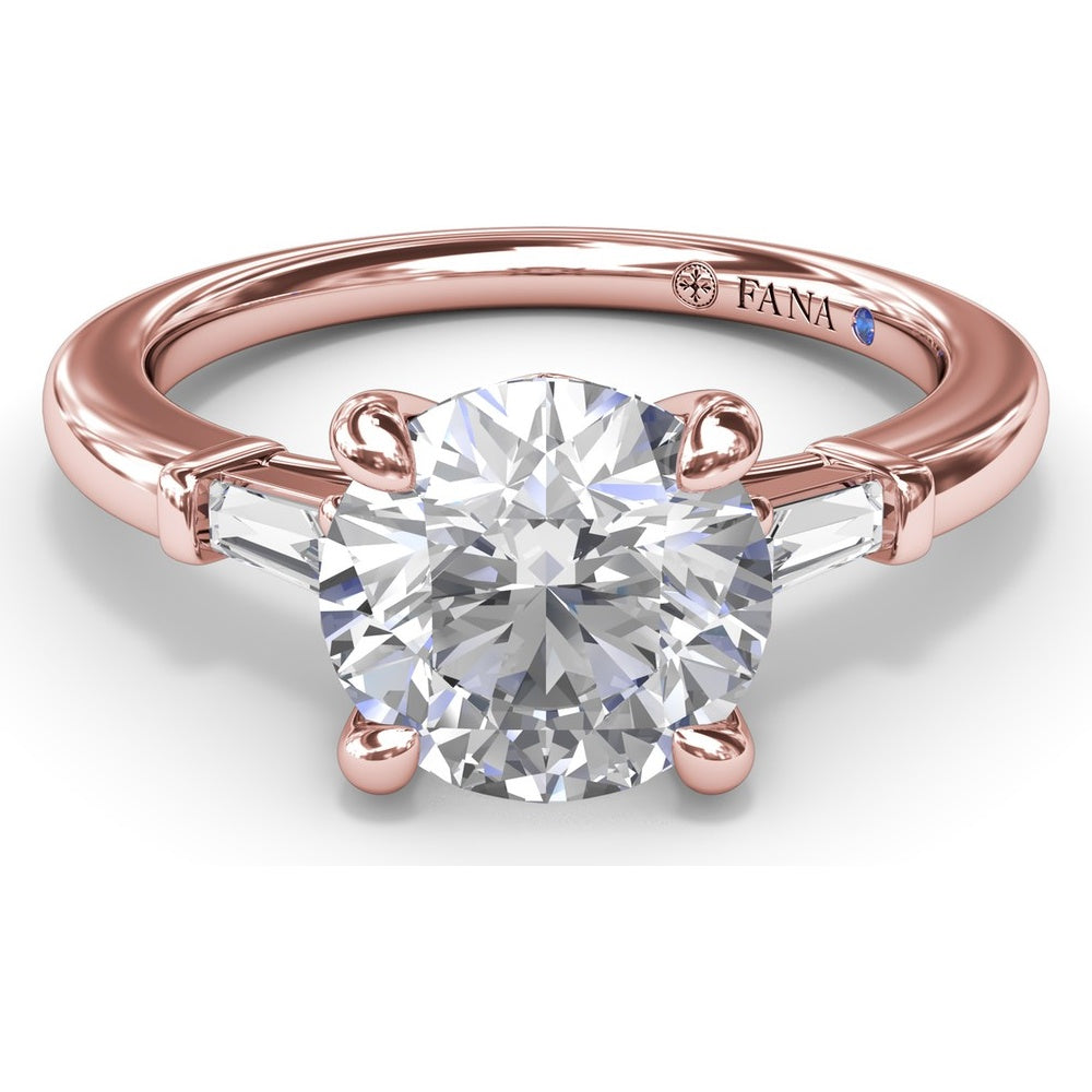 Tapered Baguette Diamond Engagement Ring Setting with Round Center Mount by Fana - 0.13 Carat Total Diamond Weight