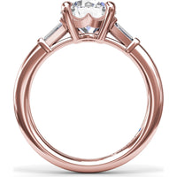Tapered Baguette Diamond Engagement Ring Setting with Round Center Mount by Fana - 0.13 Carat Total Diamond Weight