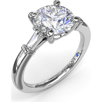 Tapered Baguette Diamond Engagement Ring Setting with Round Center Mount by Fana - 0.13 Carat Total Diamond Weight