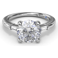 Tapered Baguette Diamond Engagement Ring Setting with Round Center Mount by Fana - 0.13 Carat Total Diamond Weight